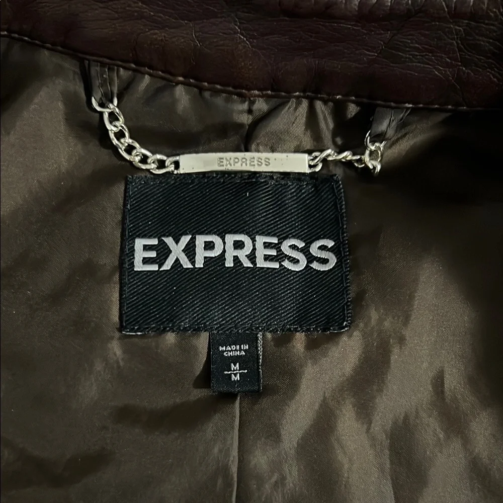 Express Women's Brown Faux-Leather jacket, size M - Picture 4 of 11